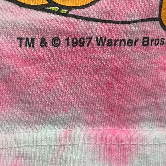🔥 True Vintage 1997 LOONEY TUNES “TWEETY” Pink Tie-Dye Tank Top CoverUp - OSFA - Picture 4 of 9